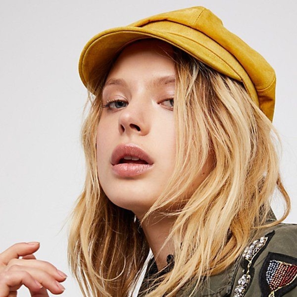 Free People Leather Baker Boy Hat